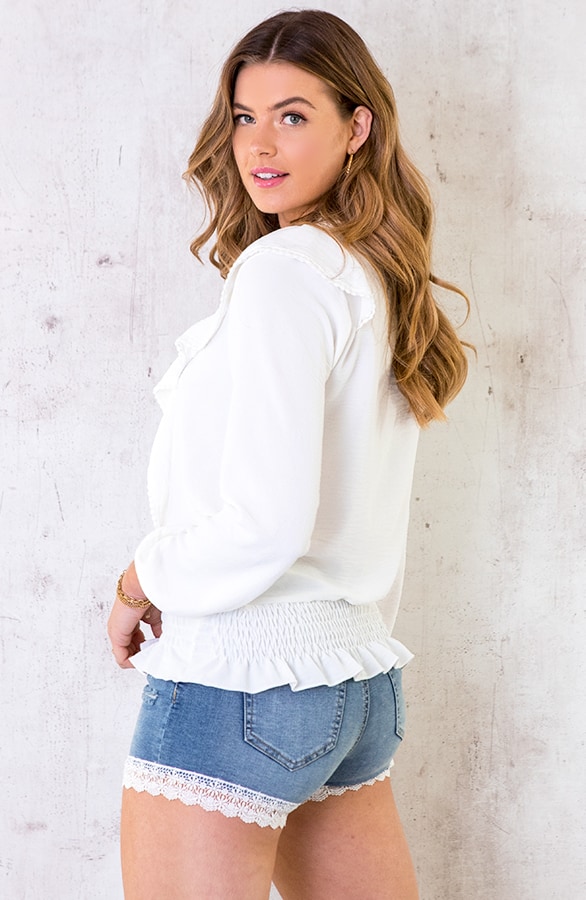 Elastieken Embroidery Blouse Wit – shoparchief, foto 7