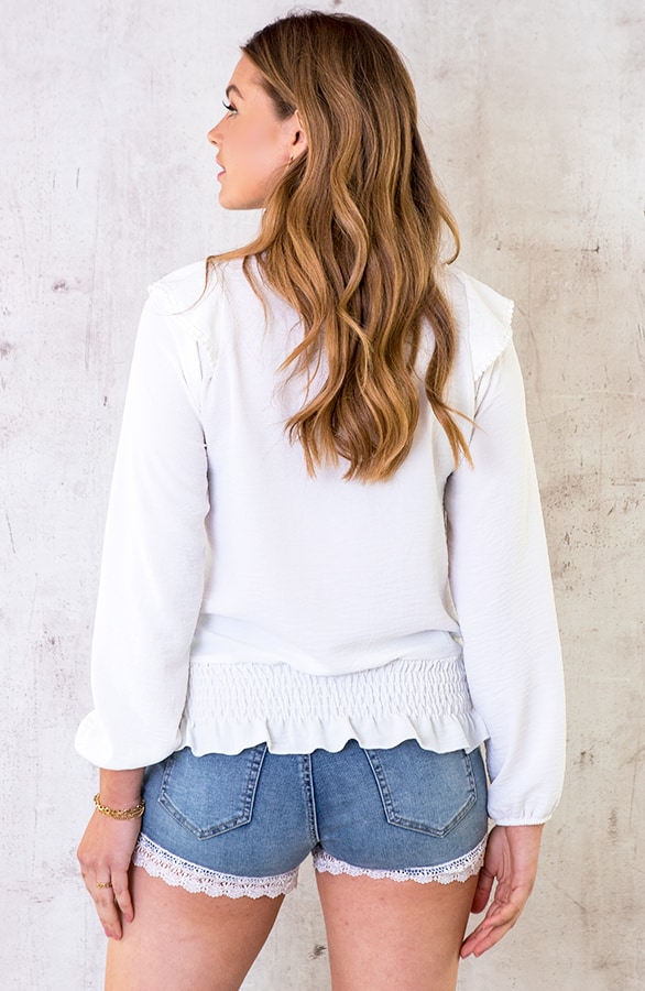 Elastieken Embroidery Blouse Wit – shoparchief, foto 8
