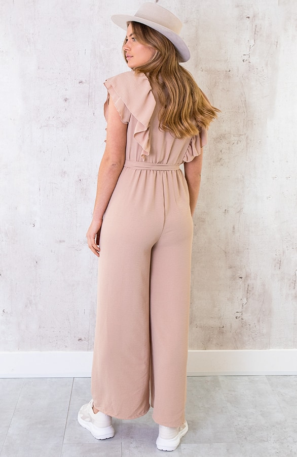 Jumpsuit Met Ruffle Mouwen Beige – shoparchief, foto 5