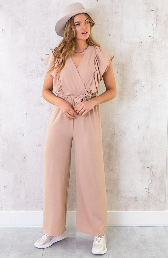 Jumpsuit Met Ruffle Mouwen Beige – shoparchief, foto 2
