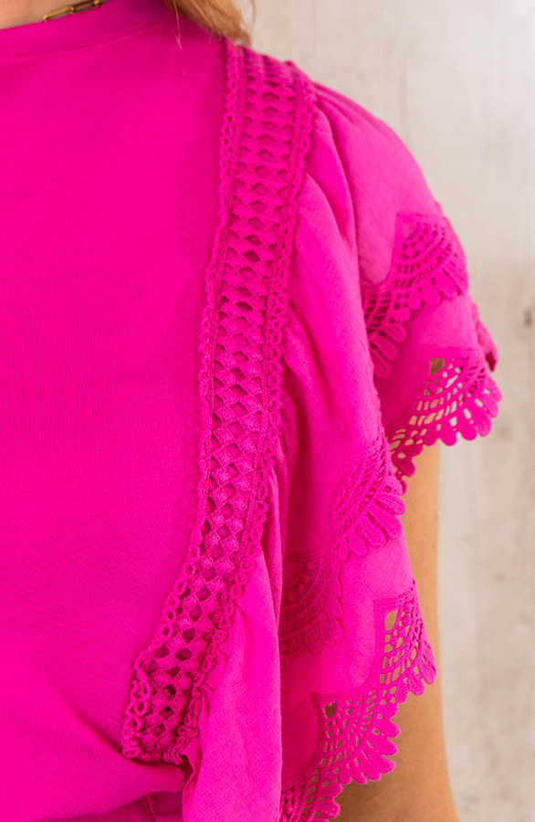 Katoenen Embroidery Top Fuchsia – shoparchief, foto 4