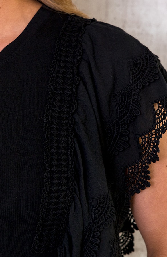 Katoenen Embroidery Top Zwart – shoparchief, foto 4