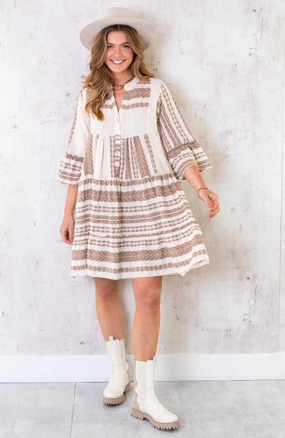 Katoenen Kelim Tuniek Taupe – shoparchief, foto 2