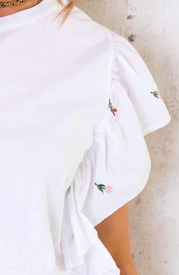 Katoenen Ruffle Mouwen Top Bloemen – shoparchief, foto 4