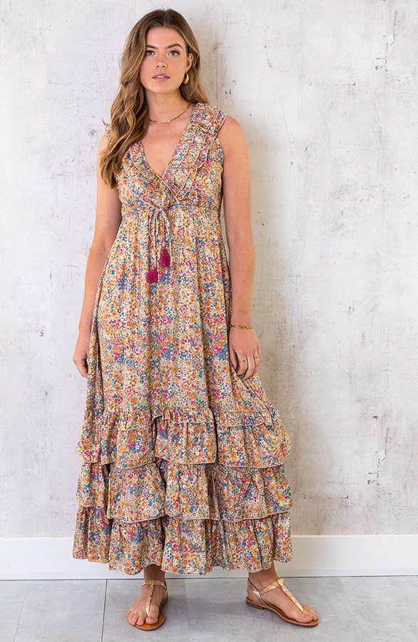 Lagen Jurk Bloemen Geel – shoparchief, foto 2