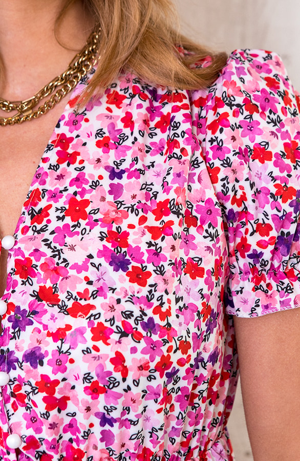 Midi Floral Jurk Roze – shoparchief, foto 5