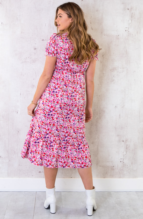 Midi Floral Jurk Roze – shoparchief, foto 6