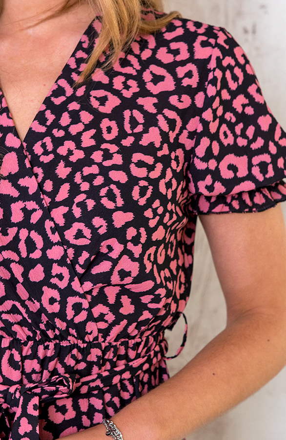 Midi Panterprint Jurk Koraal – shoparchief, foto 4