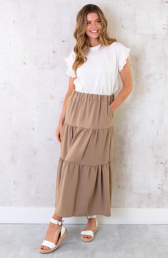 Midi Rok Monaco Camel – shoparchief, foto 3