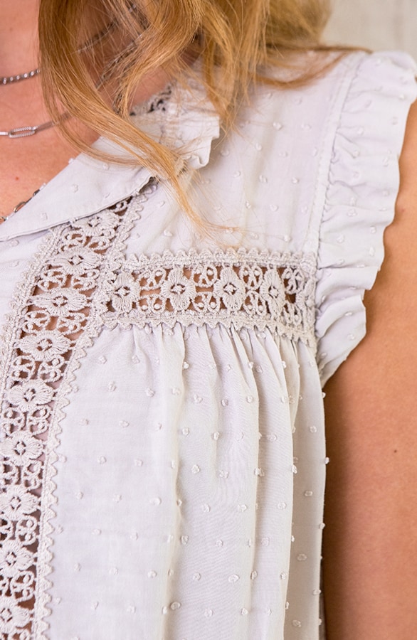 Embroidery Blouse Oversized Beige – shoparchief, foto 4