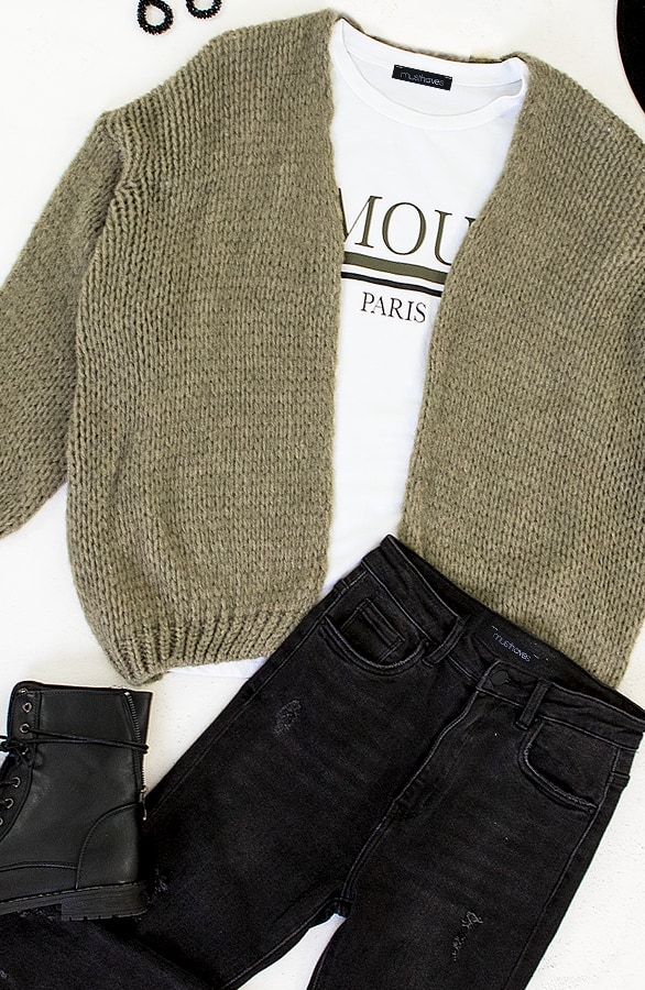 Oversized Knitted Cardigan Army – shoparchief
