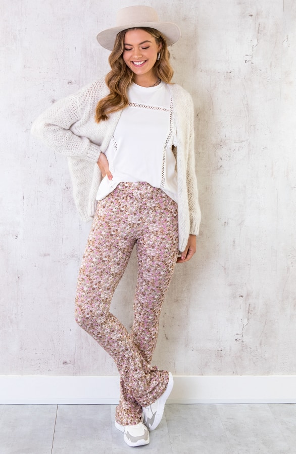 Flared Hose Blumen Beige, Shoparchiv, Foto 4