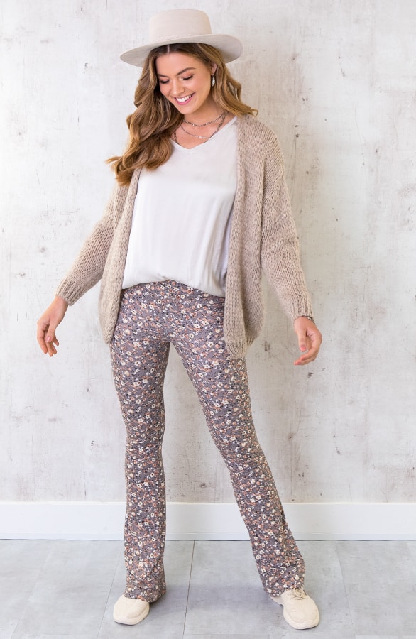 Flared Hose Blumen Taupe, Shoparchiv, Foto 10