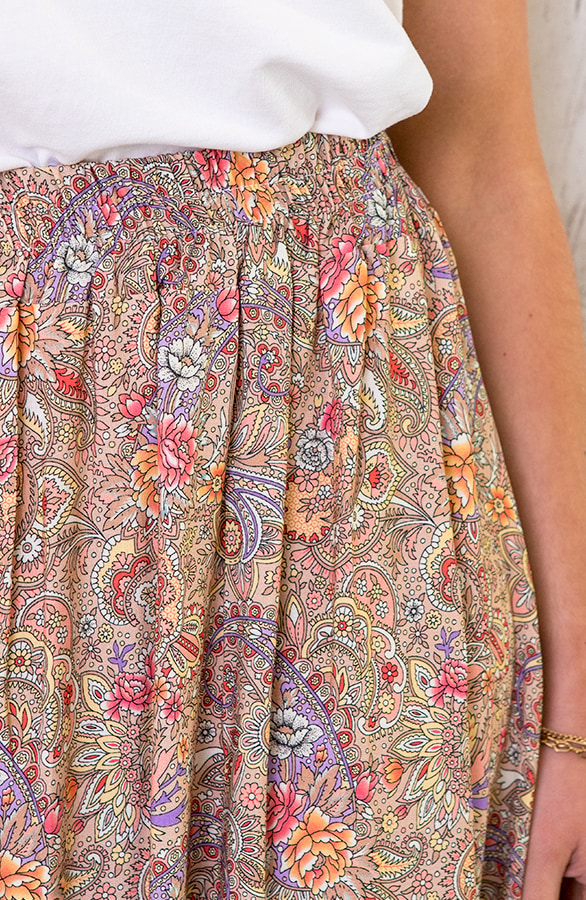 Paisley Maxi Rok Camel – shoparchief, foto 4