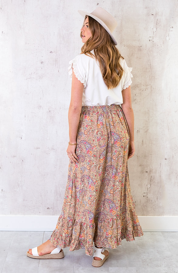 Paisley Maxi Rok Camel – shoparchief, foto 6