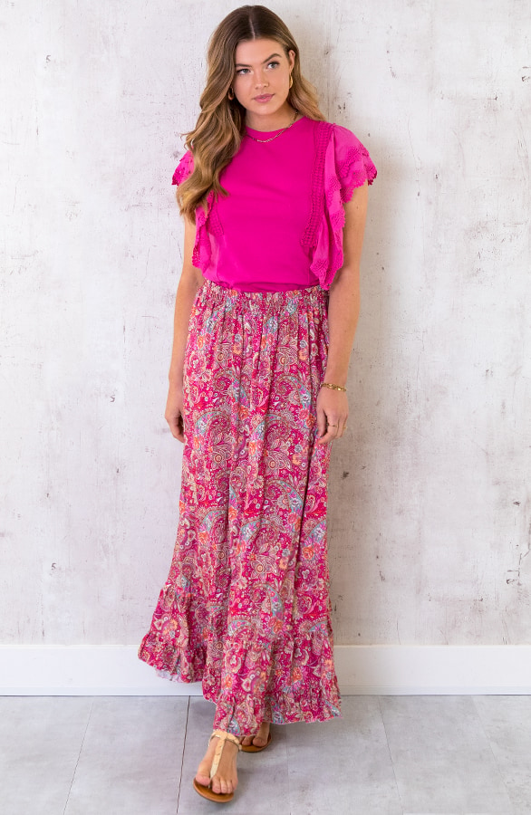 Paisley Maxi Rok Fuchsia – shoparchief, foto 10