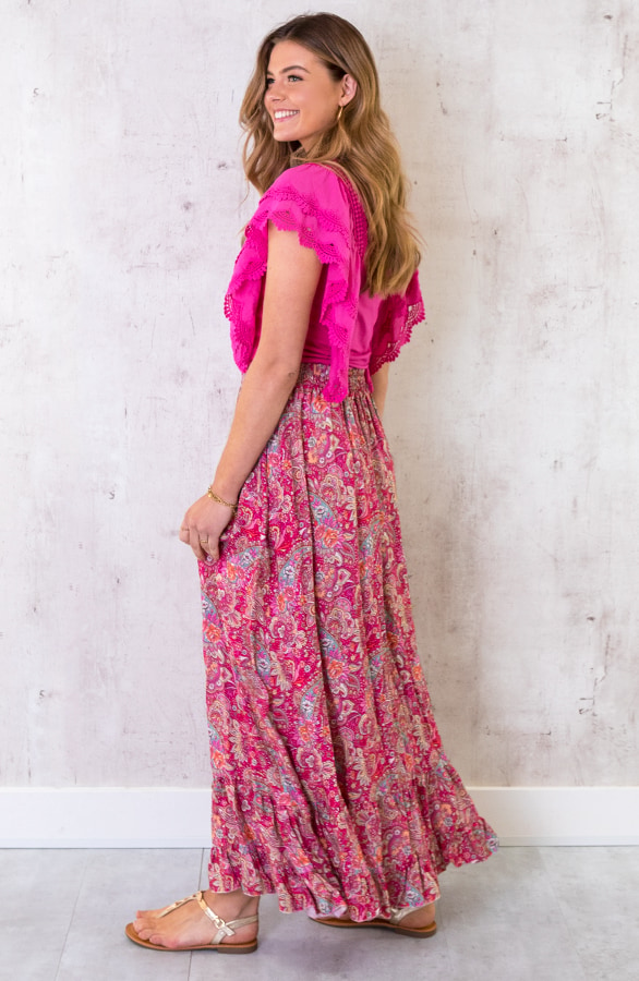 Paisley Maxi Rok Fuchsia – shoparchief, foto 11