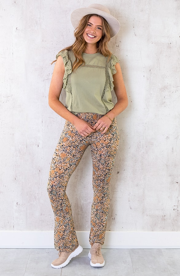 Ruches Top Embroidery Olive – shoparchief, foto 3