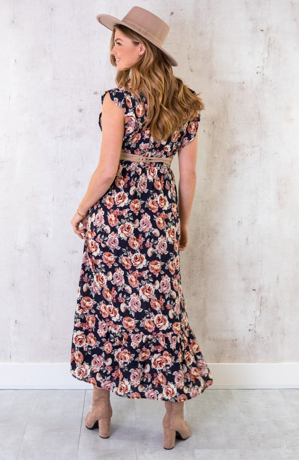 Ruffle Maxi Jurk Rozen Marine – shoparchief, foto 4