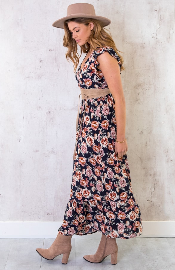 Ruffle Maxi Jurk Rozen Marine – shoparchief, foto 2