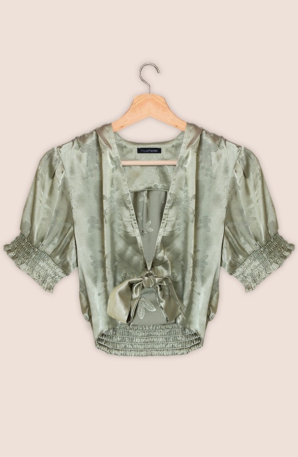 Satijnen Strik Blouse Cropped – shoparchief