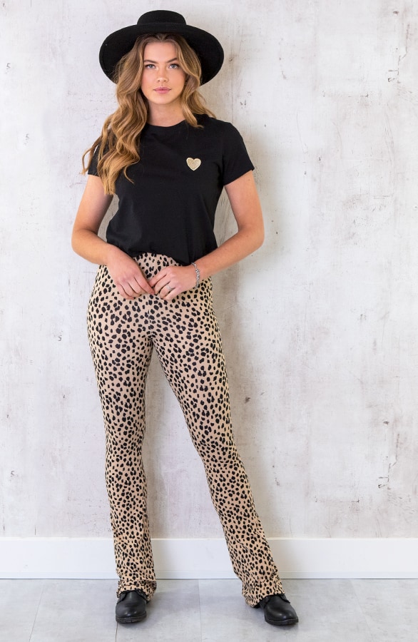 Flared Broek Panterprint Camel – shoparchief, foto 6