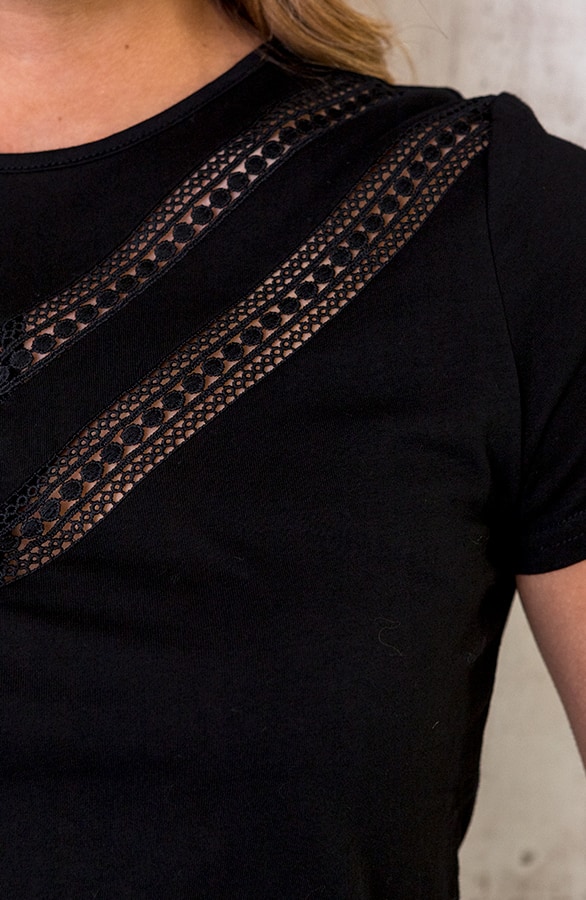 Top Met Kanten Detail Zwart – shoparchief, foto 3