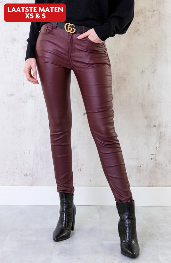 High Waist Coating Jeans Bordeaux – shoparchief