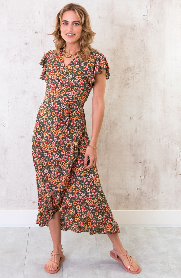Bloemen Jurk Midi Army – shoparchief, foto 2