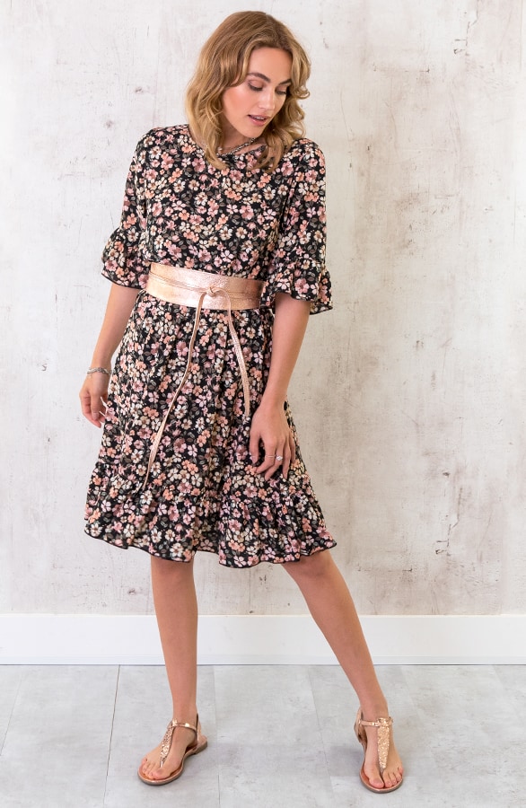 Bloemen Jurk Zwart Roze – shoparchief, foto 5