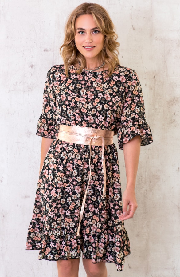 Bloemen Jurk Zwart Roze – shoparchief