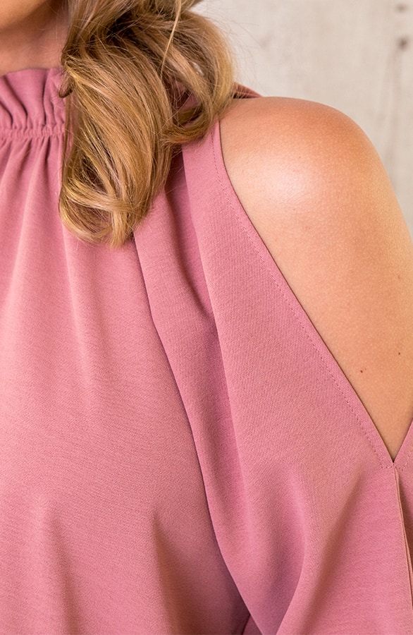 Cold Shoulder Blouse Dust Roze – shoparchief, foto 5