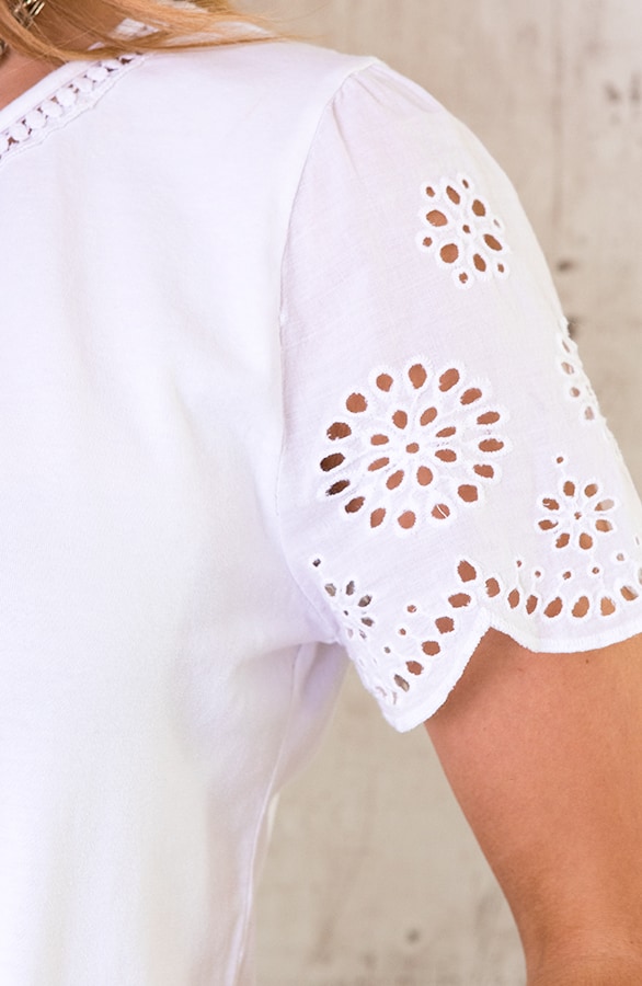 Embroidery Detail Top Wit – shoparchief, foto 4