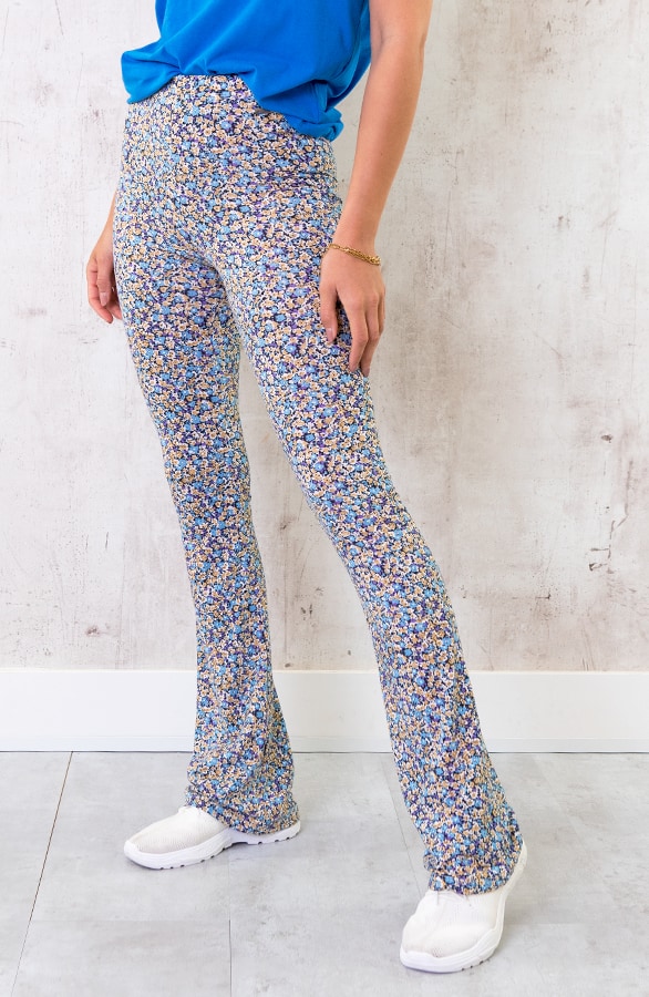 Flared Broek Floral Blauw – shoparchief
