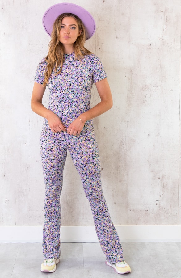 Jersey Top Bloemen Lila – shoparchief, foto 2