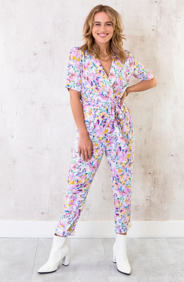 Jumpsuit Bloemen Lila – shoparchief