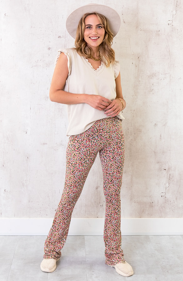 Flared Broek Floral Koraal – shoparchief, foto 10