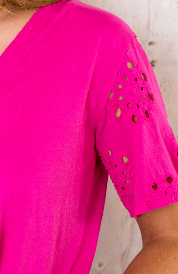 Katoenen Embroidery Strik Top Fuchsia – shoparchief, foto 4