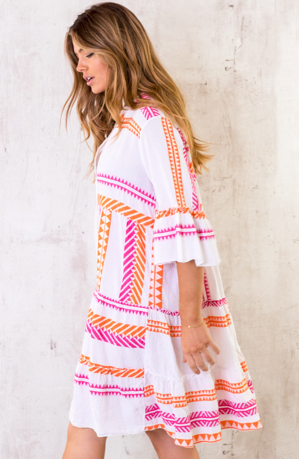 Katoenen Kelim Tuniek Fuchsia Oranje – shoparchief, foto 3