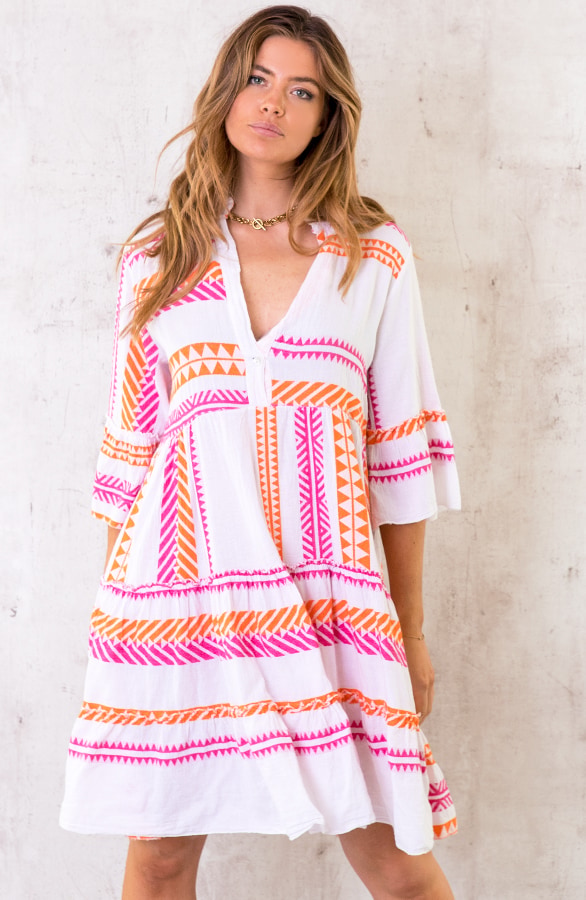 Katoenen Kelim Tuniek Fuchsia Oranje – shoparchief