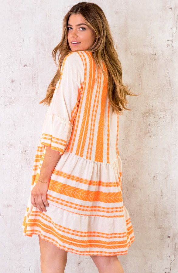 Katoenen Kelim Tuniek Neon Oranje – shoparchief, foto 2