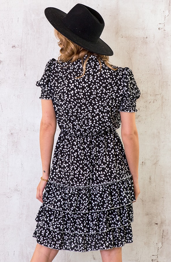 Laagjes Jurk Print Zwart Wit – shoparchief, foto 3