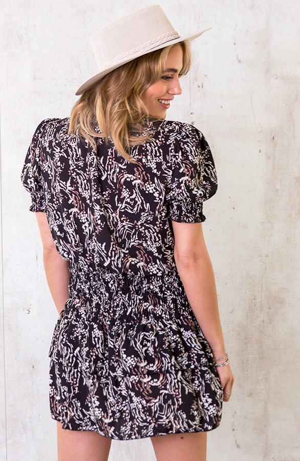 Laagjes Rok Print Zwart – shoparchief, foto 3