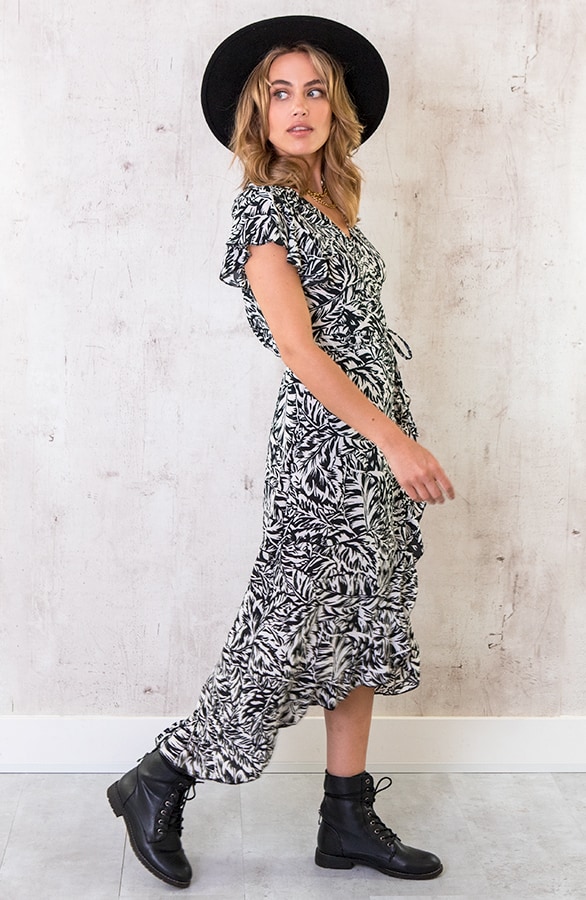 Leaves Jurk Midi Zwart – shoparchief, foto 3