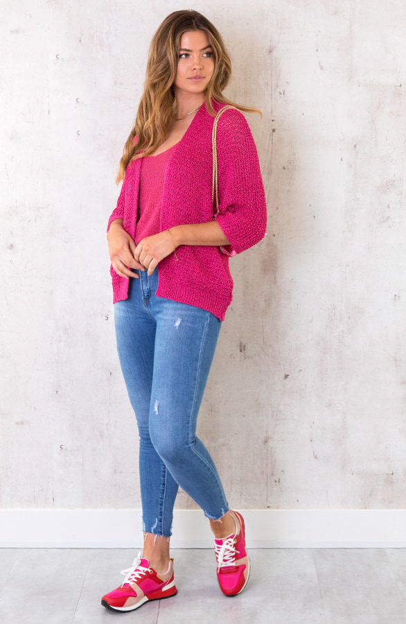 Lurex Vest Loose Fit Fuchsia – shoparchief, foto 6