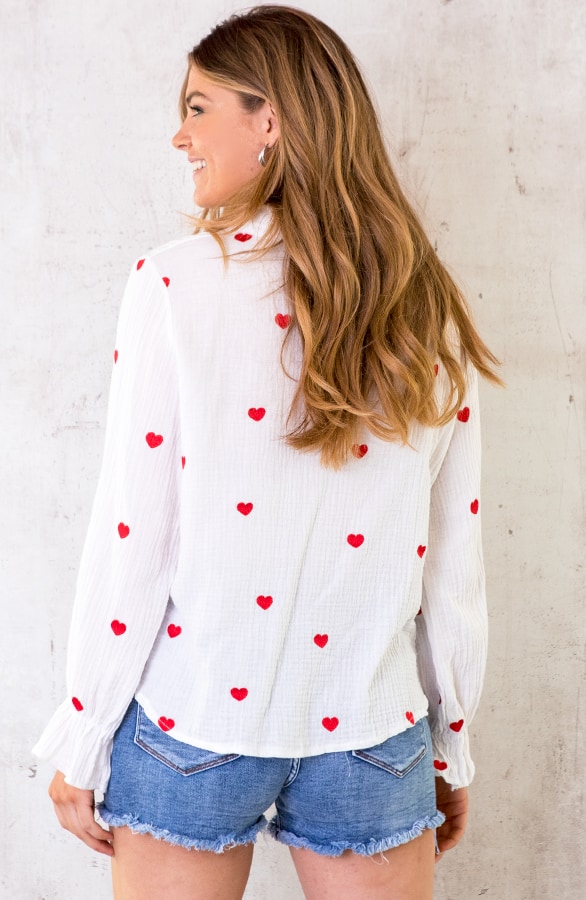 Luxe Hartjes Blouse Rood – shoparchief, foto 3