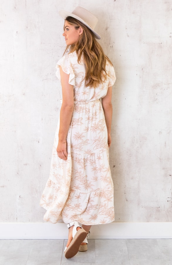 Maxi Jungle Print Jurk Beige – shoparchief, foto 4
