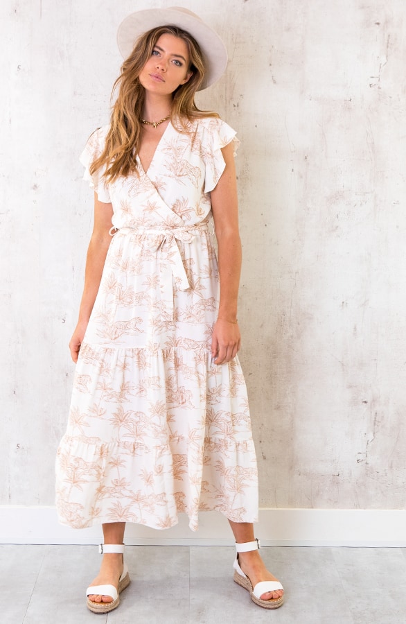 Maxi Jungle Print Jurk Beige – shoparchief