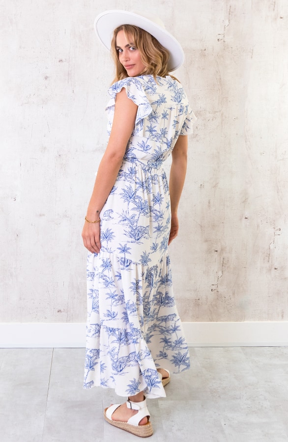 Maxi Jungle Print Jurk Blauw – shoparchief, foto 5
