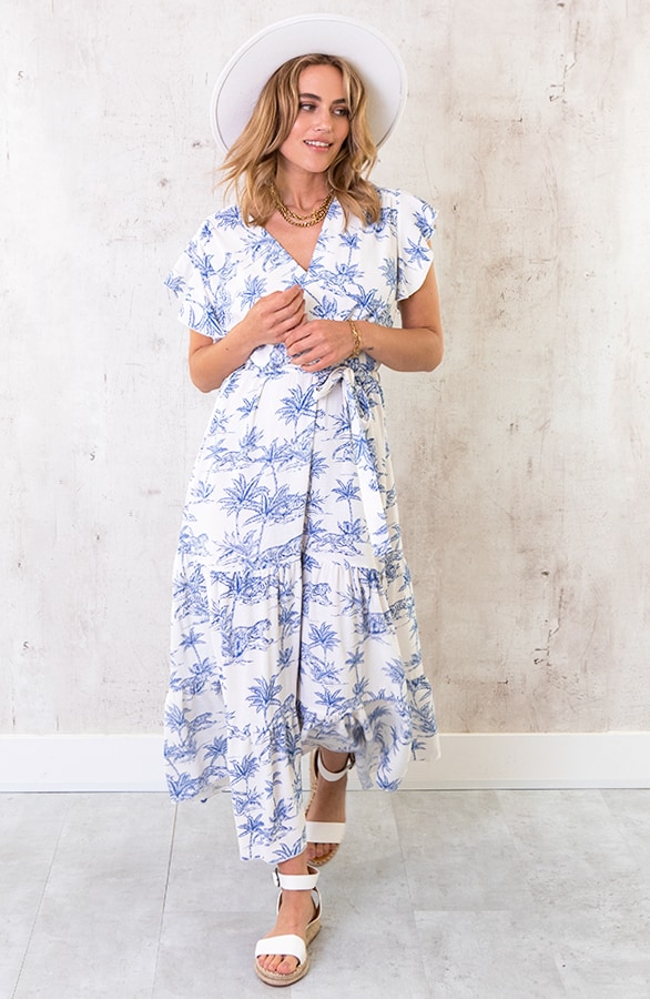 Maxi Jungle Print Jurk Blauw – shoparchief, foto 2